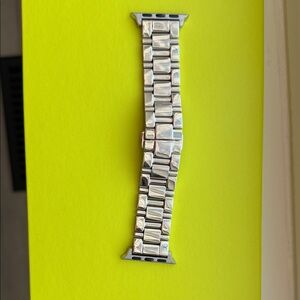 Michele Polished Silver Link Smartwatch Band